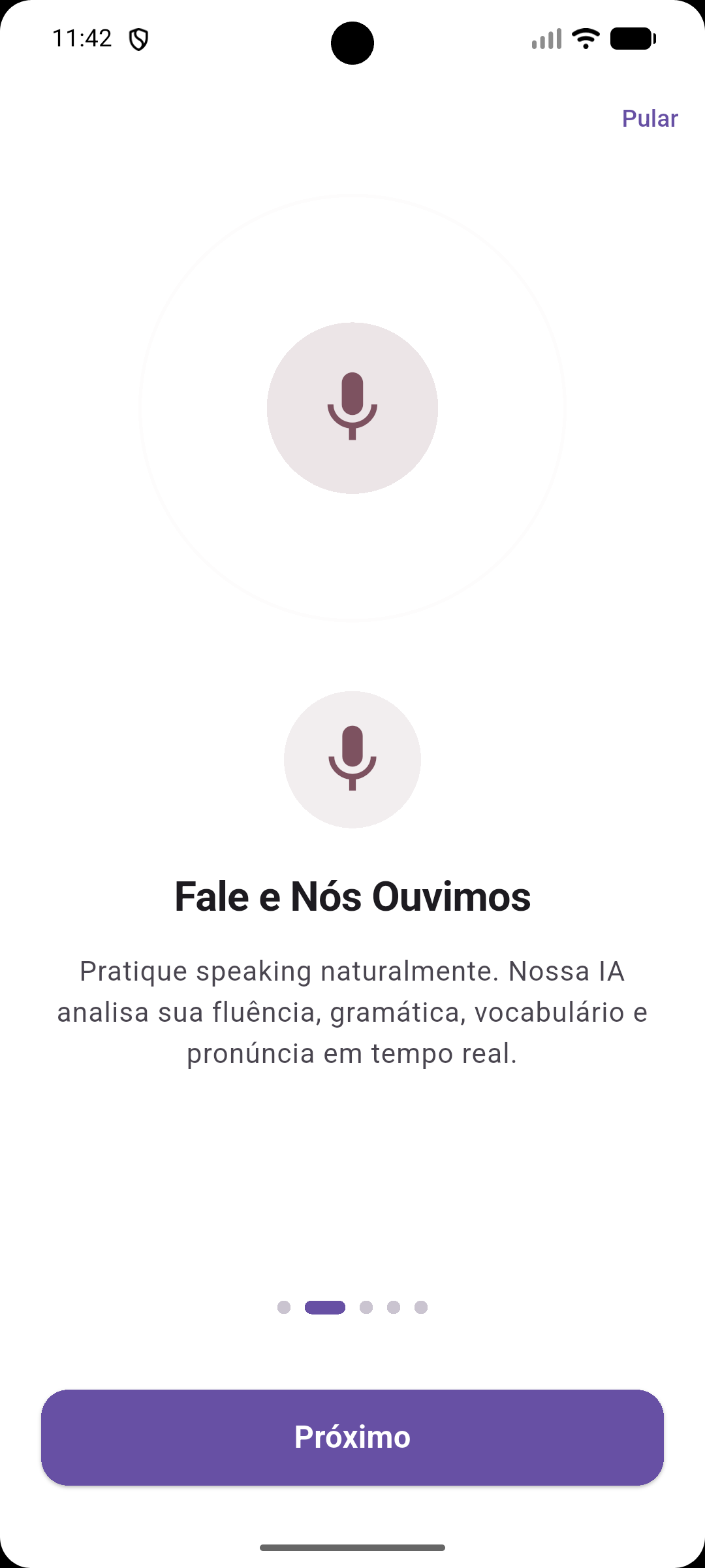 Escolha de objetivo no onboarding